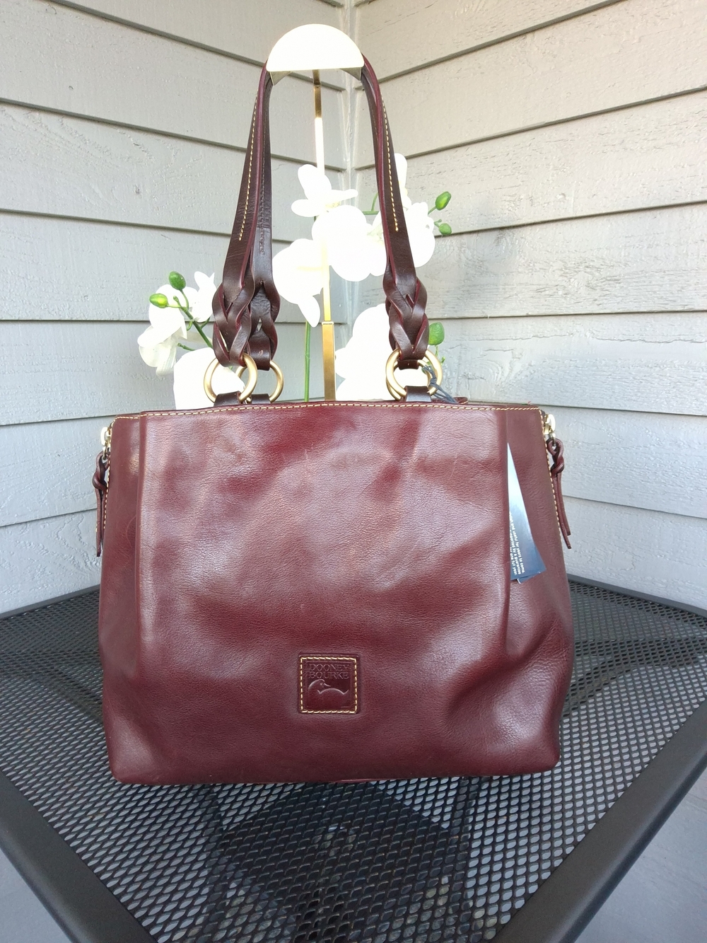 Dooney & Bourke Florentine Barlow Bourdeux Leather Braided-Handle Shoulder Bag